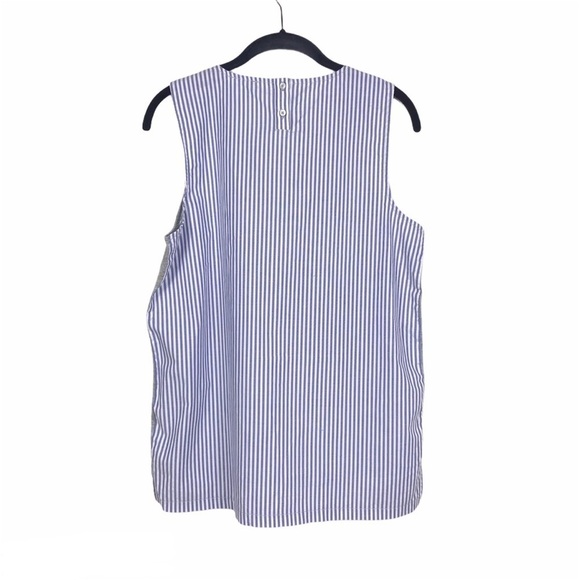 J.Crew Gray Blue Striped Sleeveless Contrast Top - Picture 4 of 7